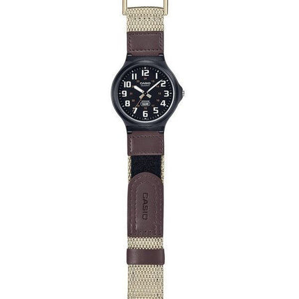 Montre pour homme Casio Standard analogique avec bracelet en tissu et cadran noir à quartz MW-240B-5BV