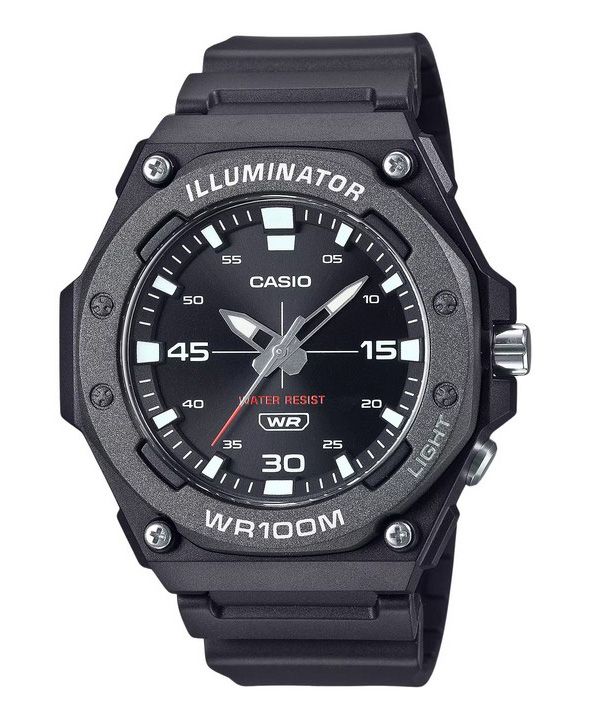 Montre pour homme Casio Standard analogique avec bracelet en résine et cadran noir MW-620H-1A 100M