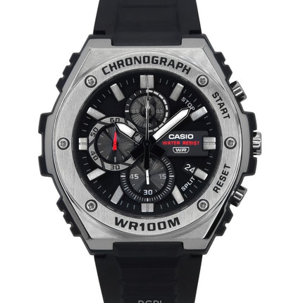 Montre chronographe analogique standard Casio pour homme avec bracelet en résine et cadran noir, quartz MWA-300H-1AV 100 m