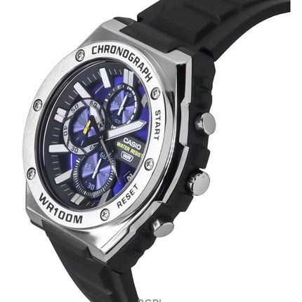Montre chronographe analogique standard Casio pour homme avec bracelet en résine et cadran bleu, quartz MWA-300H-2AV, 100 m