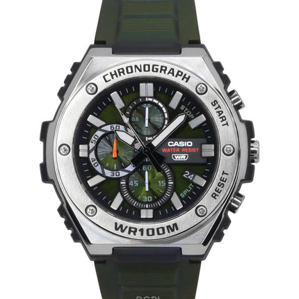 Montre chronographe analogique standard Casio pour homme avec bracelet en résine et cadran vert, quartz MWA-300H-3AV, 100 m
