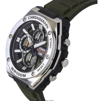 Montre chronographe analogique standard Casio pour homme avec bracelet en résine et cadran vert, quartz MWA-300H-3AV, 100 m