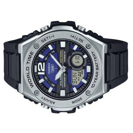 Montre pour homme Casio Standard analogique numérique bracelet en résine cadran bleu Quartz MWQ-100-2AV 100M