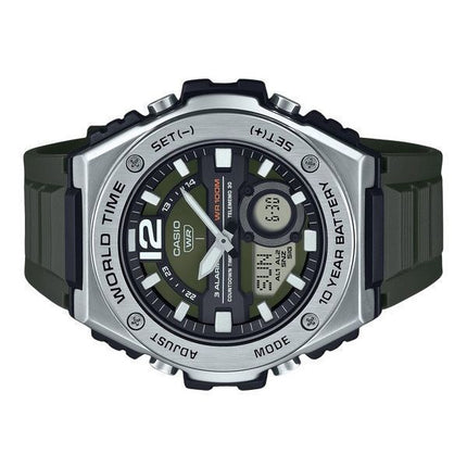 Montre pour homme Casio Standard analogique numérique bracelet en résine cadran vert Quartz MWQ-100-3AV 100M