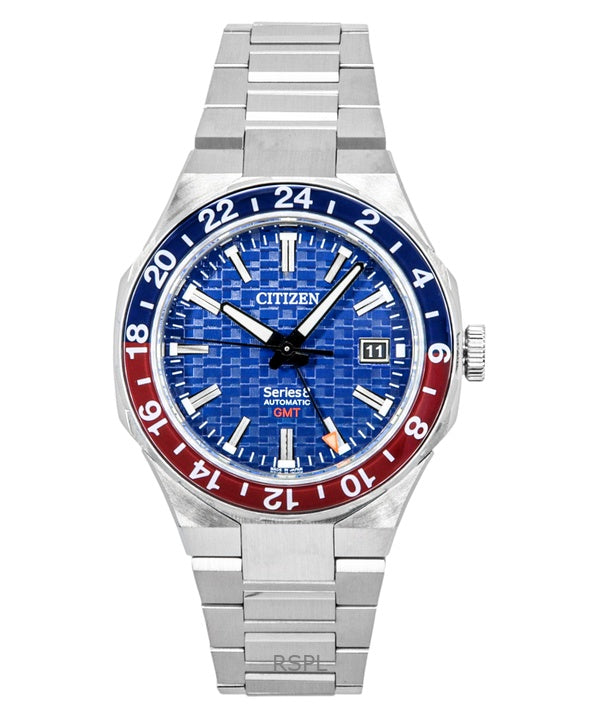 Montre homme Citizen Series 8 880 GMT, acier inoxydable, cadran bleu, automatique, NB6030-59L, 100 m