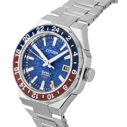 Montre homme Citizen Series 8 880 GMT, acier inoxydable, cadran bleu, automatique, NB6030-59L, 100 m