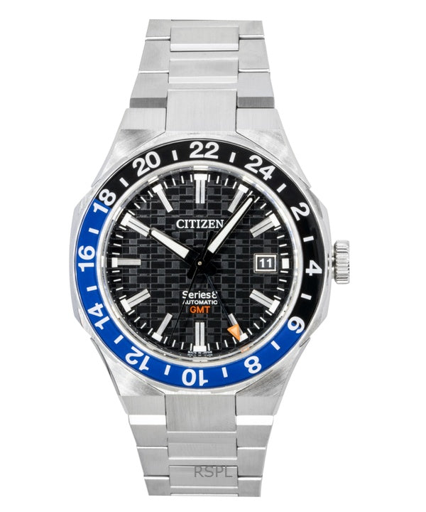 Montre homme Citizen Series 8 GMT en acier inoxydable, cadran noir, automatique, NB6031-56E, 100 m