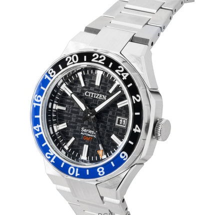 Montre homme Citizen Series 8 GMT en acier inoxydable, cadran noir, automatique, NB6031-56E, 100 m