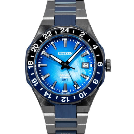 Montre homme Citizen Series 8 880 édition limitée GMT en acier inoxydable bleu nacré automatique NB6036-52N 100 m