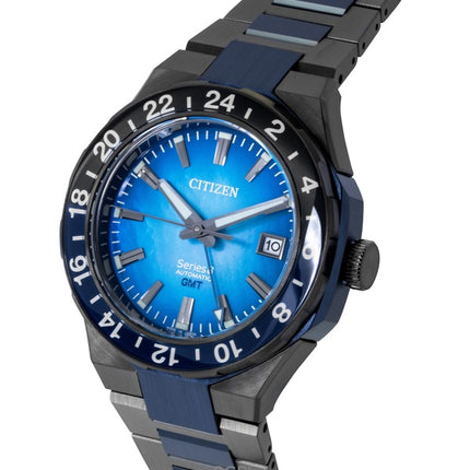 Montre homme Citizen Series 8 880 édition limitée GMT en acier inoxydable bleu nacré automatique NB6036-52N 100 m