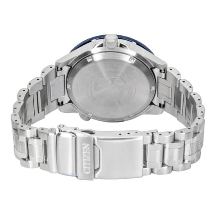 Montre homme Citizen GMT analogique en acier inoxydable, cadran bleu marine, automatique NB6044-54L, étanche à 200 m