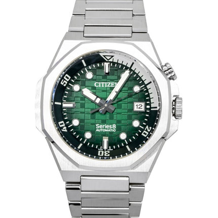 Montre homme Citizen Series 8 en acier inoxydable, cadran vert, automatique, plongée, NB6060-58X, étanche à 200 m