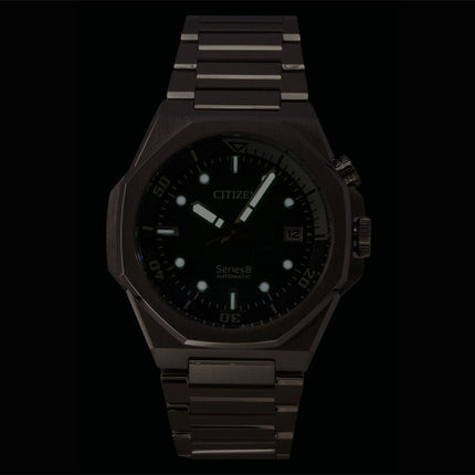 Montre homme Citizen Series 8 en acier inoxydable, cadran vert, automatique, plongée, NB6060-58X, étanche à 200 m