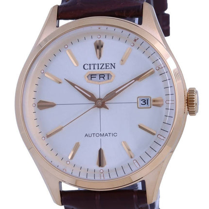 Montre pour homme Citizen C7 cadran blanc en cuir automatique NH8393-05A