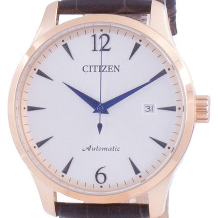 Montre pour homme Citizen avec cadran argenté en cuir de veau mécanique NJ0113-10A