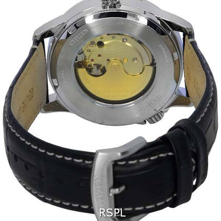 Citizen bracelet en cuir cadran noir automatique NJ0140-17E 100M montre homme fr