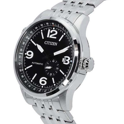 Montre pour homme Citizen Pilot en acier inoxydable avec cadran noir automatique NJ0140-84E 100M