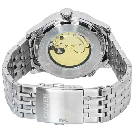 Montre pour homme Citizen Pilot en acier inoxydable avec cadran noir automatique NJ0140-84E 100M