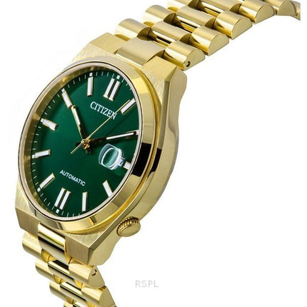 Montre automatique pour homme Citizen Tsuyosa en acier inoxydable doré avec cadran vert NJ0152-51X