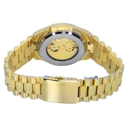Montre automatique pour homme Citizen Tsuyosa en acier inoxydable doré avec cadran vert NJ0152-51X