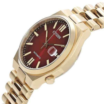 Montre automatique pour homme Citizen Tsuyosa en acier inoxydable doré avec cadran rouge vin NJ0153-82X