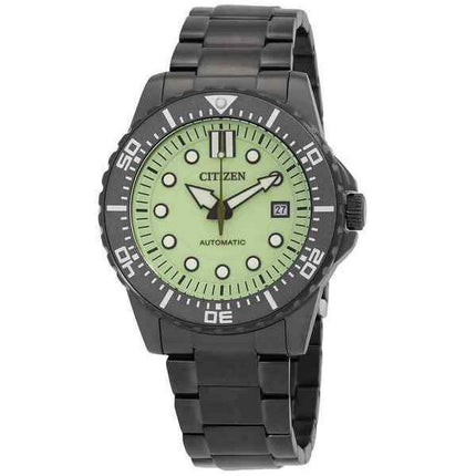 Montre pour homme Citizen en acier inoxydable avec cadran lumineux vert automatique NJ0177-84X 100M