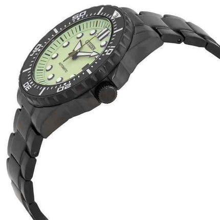 Montre pour homme Citizen en acier inoxydable avec cadran lumineux vert automatique NJ0177-84X 100M