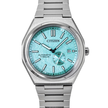 Montre homme Citizen Zenshin Super Titanium, cadran bleu clair, automatique, NJ0180-80M, 100 m