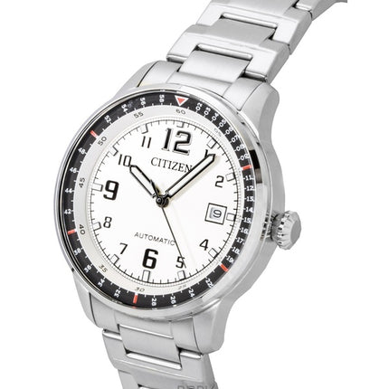 Montre homme Citizen NJ0190-51A automatique en acier inoxydable, cadran blanc, étanche à 100 m
