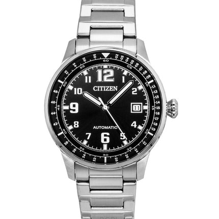 Montre Citizen Urban Military pour homme, acier inoxydable, cadran noir, automatique, NJ0190-51E, 100 m