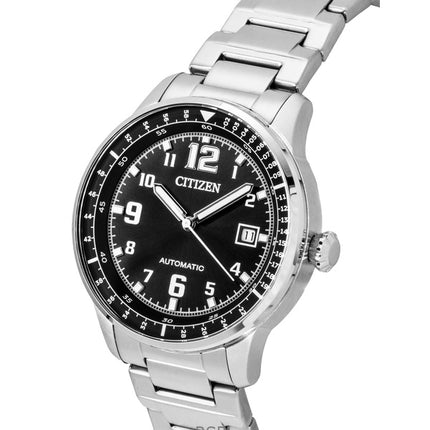 Montre Citizen Urban Military pour homme, acier inoxydable, cadran noir, automatique, NJ0190-51E, 100 m