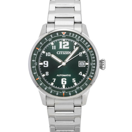 Montre Citizen Urban Military pour homme, acier inoxydable, cadran vert, automatique, NJ0190-51X, 100 m