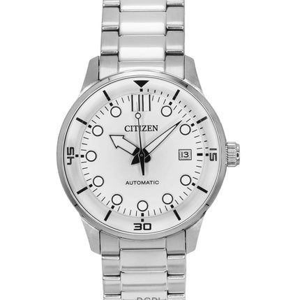 Montre homme Citizen automatique en acier inoxydable avec cadran blanc NJ0191-83L 100 m