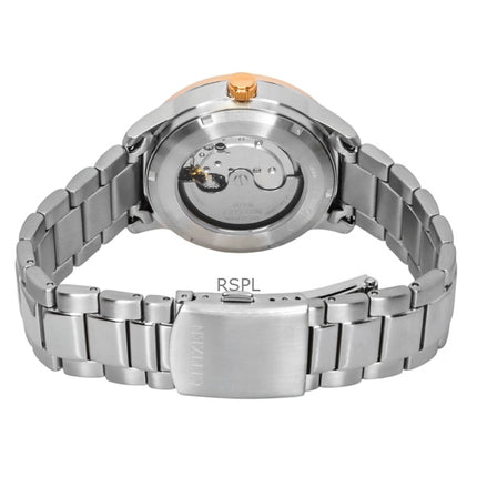 Montre homme Citizen NJ0196-80X automatique en acier inoxydable avec cadran vert et bracelet en caoutchouc résistant aux chocs.