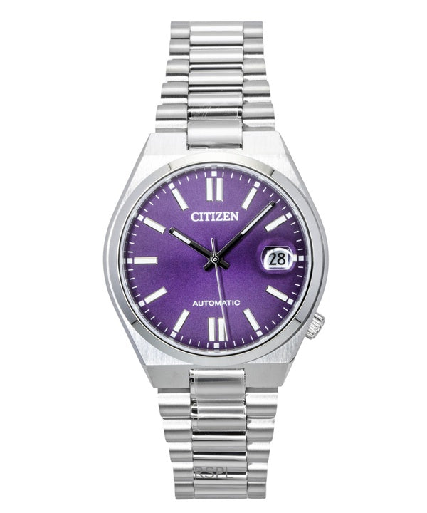 Montre Citizen Tsuyosa pour homme, automatique, cadran violet, acier inoxydable, rayon de soleil, NJ0200-50W
