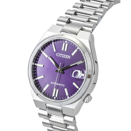 Montre Citizen Tsuyosa pour homme, automatique, cadran violet, acier inoxydable, rayon de soleil, NJ0200-50W