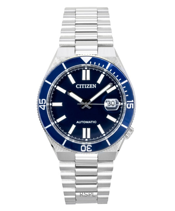 Montre homme Citizen NJ0230-59L automatique en acier inoxydable, cadran bleu marine
