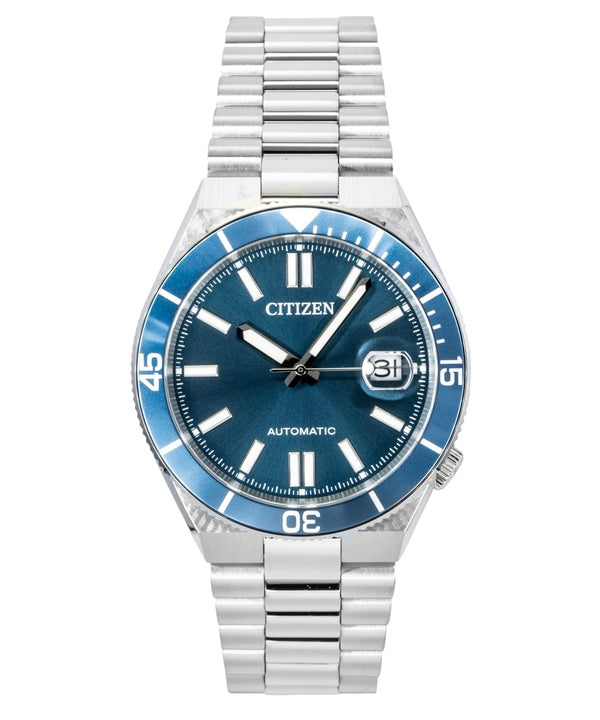 Montre homme Citizen NJ0231-56L, analogique, en acier inoxydable, cadran bleu, automatique