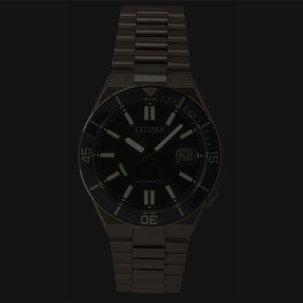 Montre homme Citizen NJ0231-56L, analogique, en acier inoxydable, cadran bleu, automatique