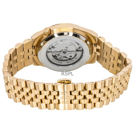 Montre homme Citizen Tsuyosa 60, boîtier en acier inoxydable doré rose, cadran bleu, automatique NK0023-57L, étanche à 100 m