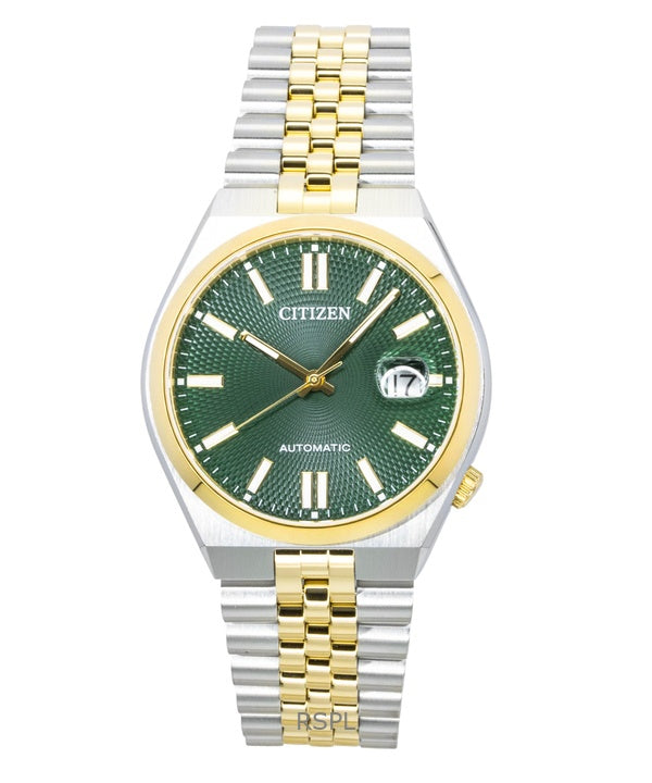 Montre homme Citizen Tsuyosa 60 bicolore en acier inoxydable, cadran vert, automatique NK0024-54X