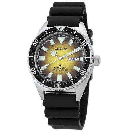 Montre pour homme Citizen Promaster Marine avec bracelet en caoutchouc et cadran jaune automatique NY0120-01X 200M