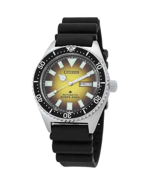Montre pour homme Citizen Promaster Marine avec bracelet en caoutchouc et cadran jaune automatique NY0120-01X 200M