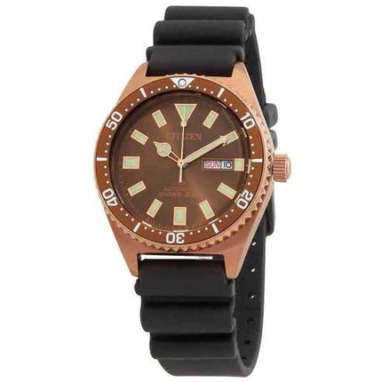 Montre pour homme Citizen Promaster Marine avec bracelet en polyester et cadran marron automatique NY0125-08W 200M