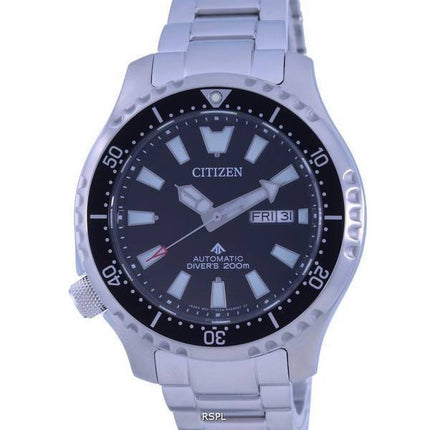Montre de plongée automatique Citizen NY0130-83E 200M en acier inoxydable pour homme avec cadran noir