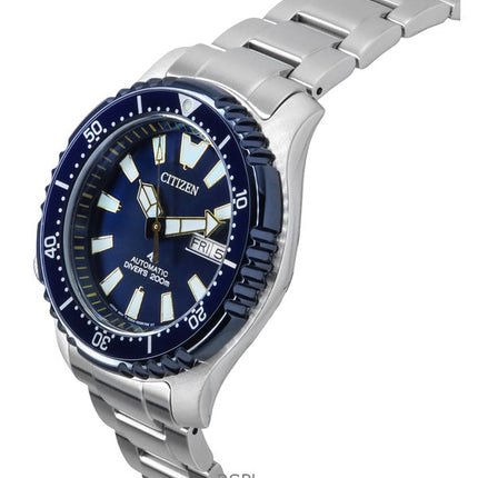 Montre de plongée automatique Citizen Promaster en acier inoxydable avec cadran bleu NY0166-60L pour homme, 200 m