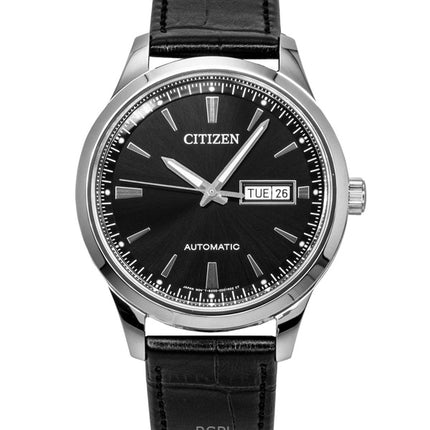 Montre homme Citizen NY4058-01E avec bracelet en cuir et cadran noir automatique