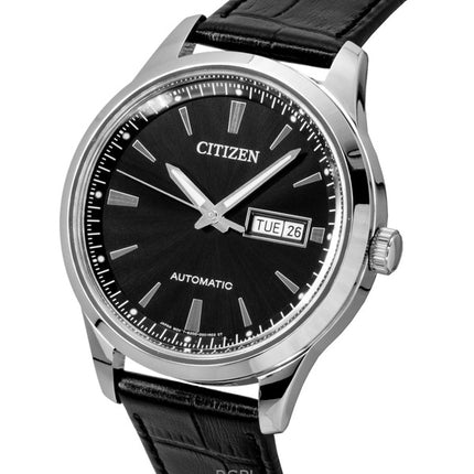 Montre homme Citizen NY4058-01E avec bracelet en cuir et cadran noir automatique