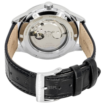 Montre homme Citizen NY4058-01E avec bracelet en cuir et cadran noir automatique