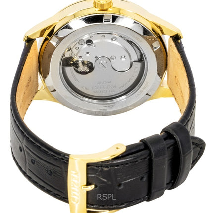 Montre homme Citizen NY4059-09A, bracelet en cuir, cadran blanc, automatique